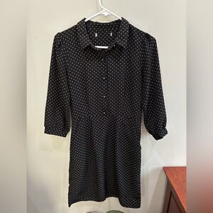 Vintage Black and Tan Polka Dot Midi Dress